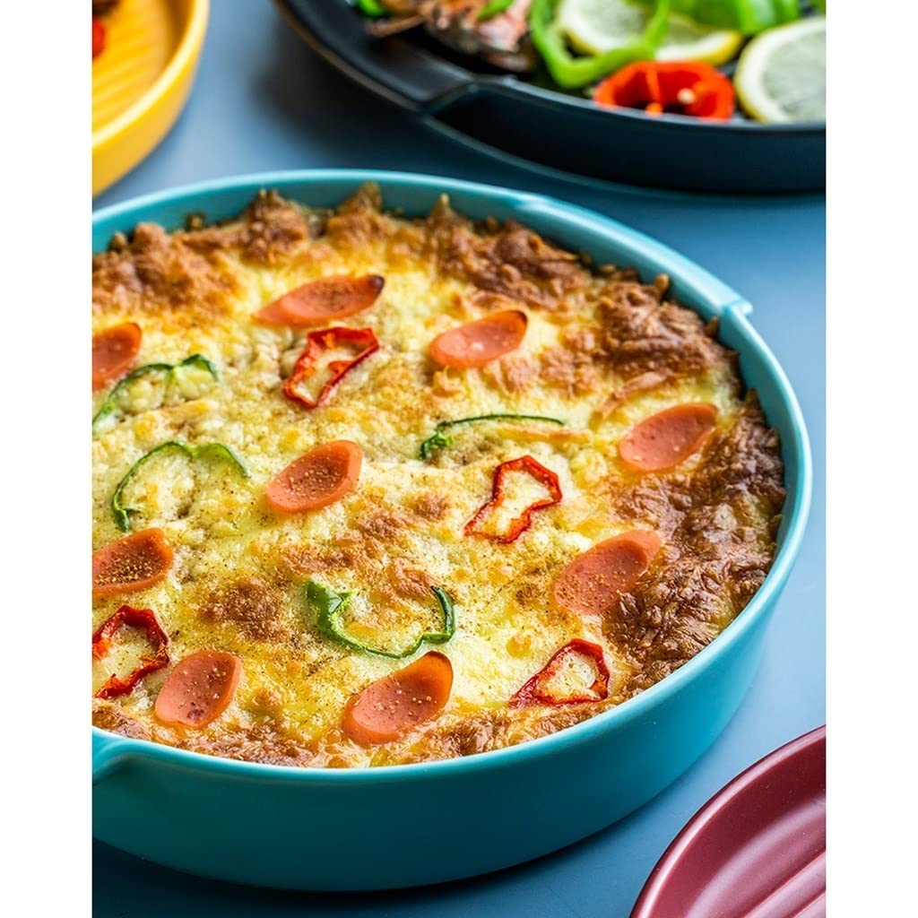 Ramequin Four Pizza Pan Céramique Pie Pan Oeuf Tart Pan Rond Pie Pan Cuisinière Panza Panza Panza Panque de Cuisson Four à Cuire au Four Plat à Four (Color : B, Size : 10inch)