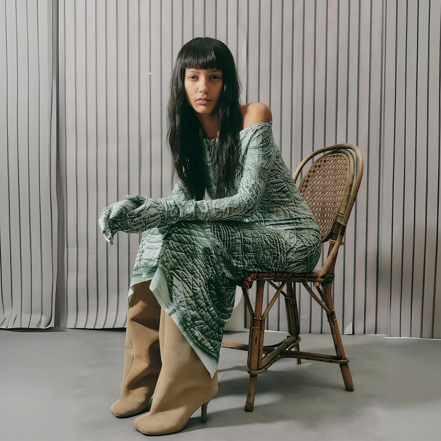 VOMIRA Women's Knee High Nude Suede Wide Calf Square Toe Stiletto Fall Winter Pull On High Heel Long Ladies Fashion Dress Tall Slouchy Boots - Image 6