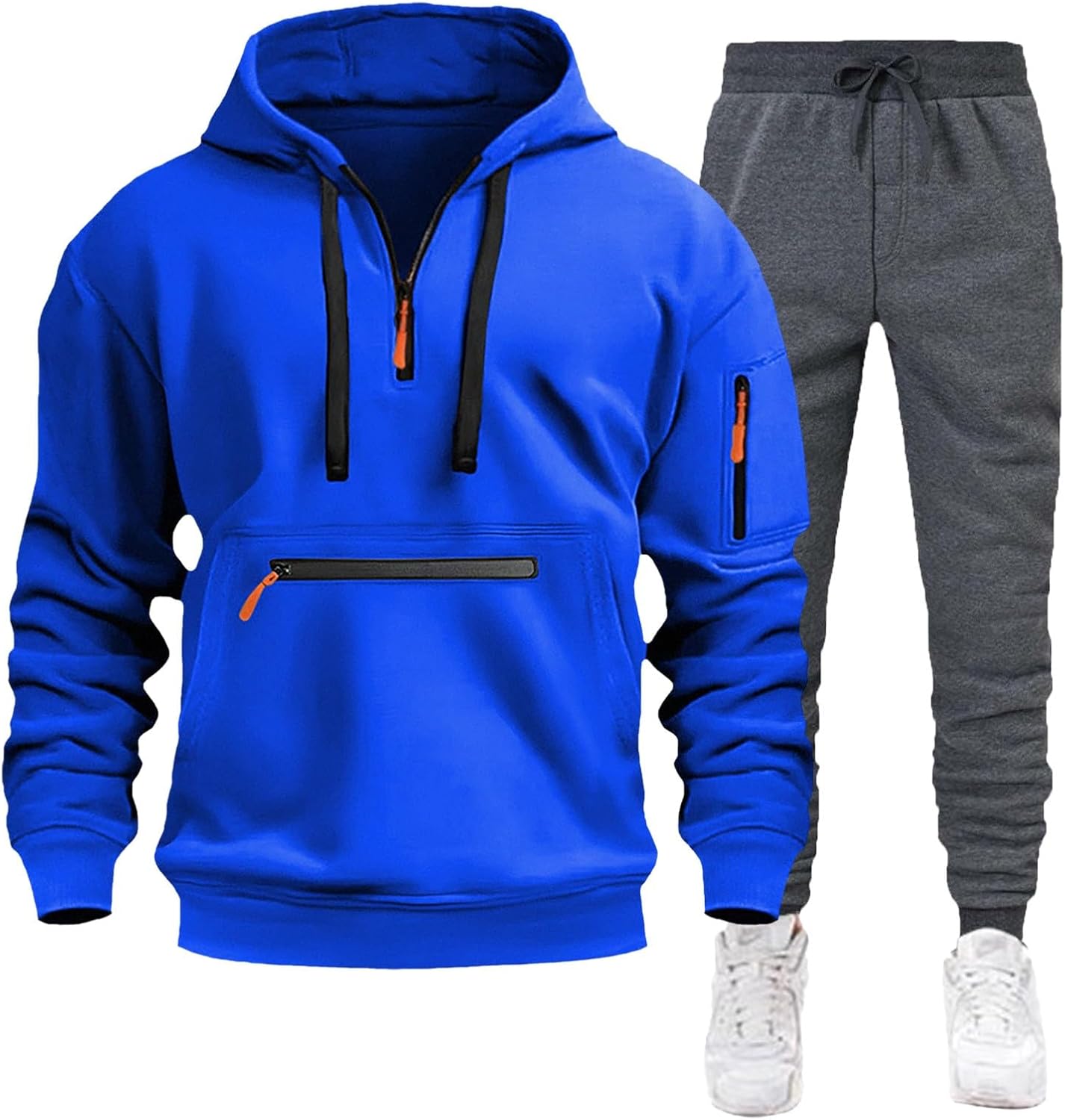 ZYXTIM Mens Tracksuits 2 Piece Quarter Zipper Work Shirts Hoodies Joggers Sweatpants Outfits Running Athletic Jogging Outfits