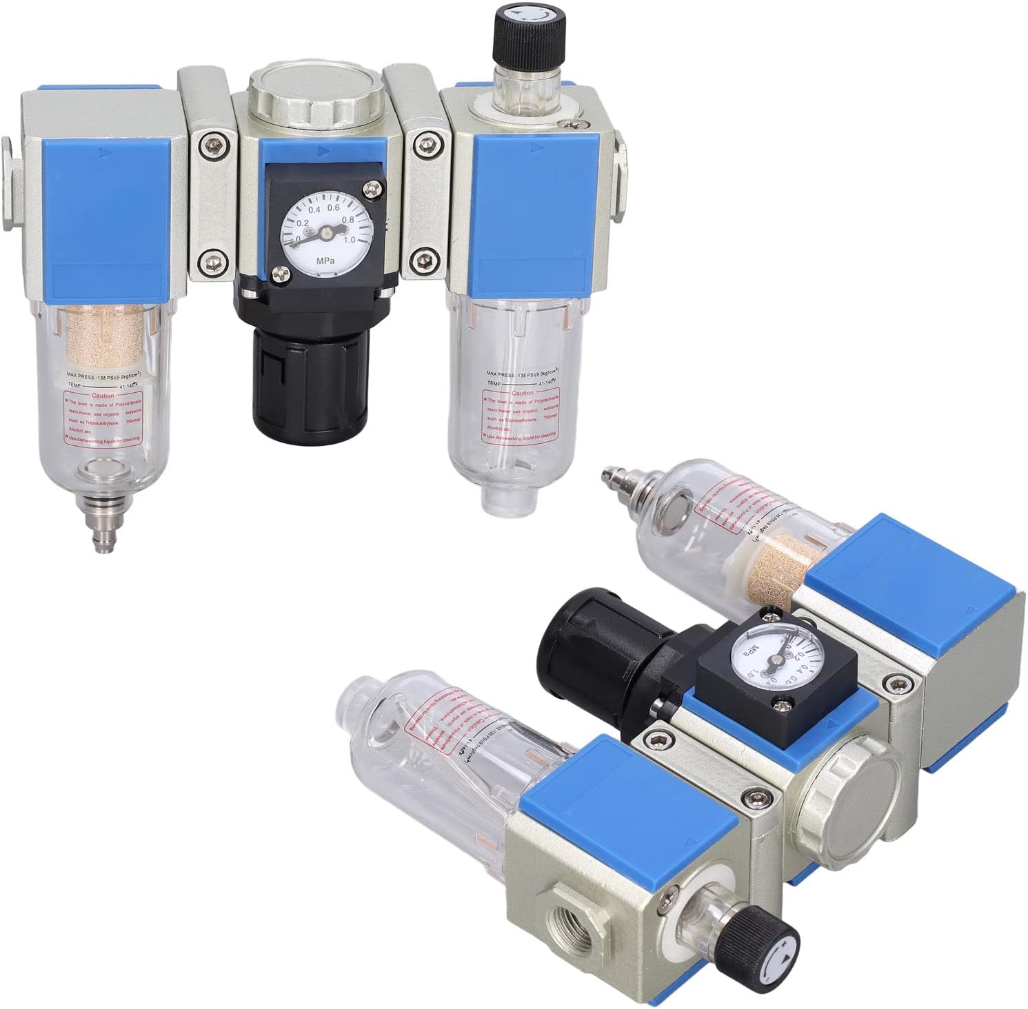Compressed Air Filter Regulator Lubricator Combo Water Oil Separator 3 in 1 3 Unit (GC200-06)