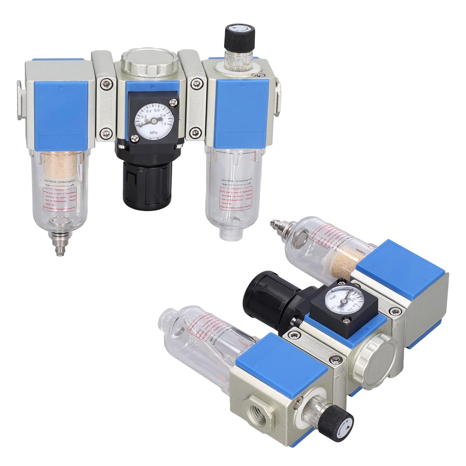 Compressed Air Filter, Regulator Lubricator Combo, Water Oil Separator,Air Filter Combo, 3 in 1 3 Unit (GC200-06)