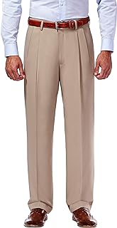 Men’s Hidden Expandable Waistband Classic Fit Pleated Front Gabardine Dress Pant - Buy now