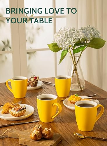 Vista 51 de Sweese. Conjunto de 6 tazas de café de porcelana, 16 onzas, Blanco