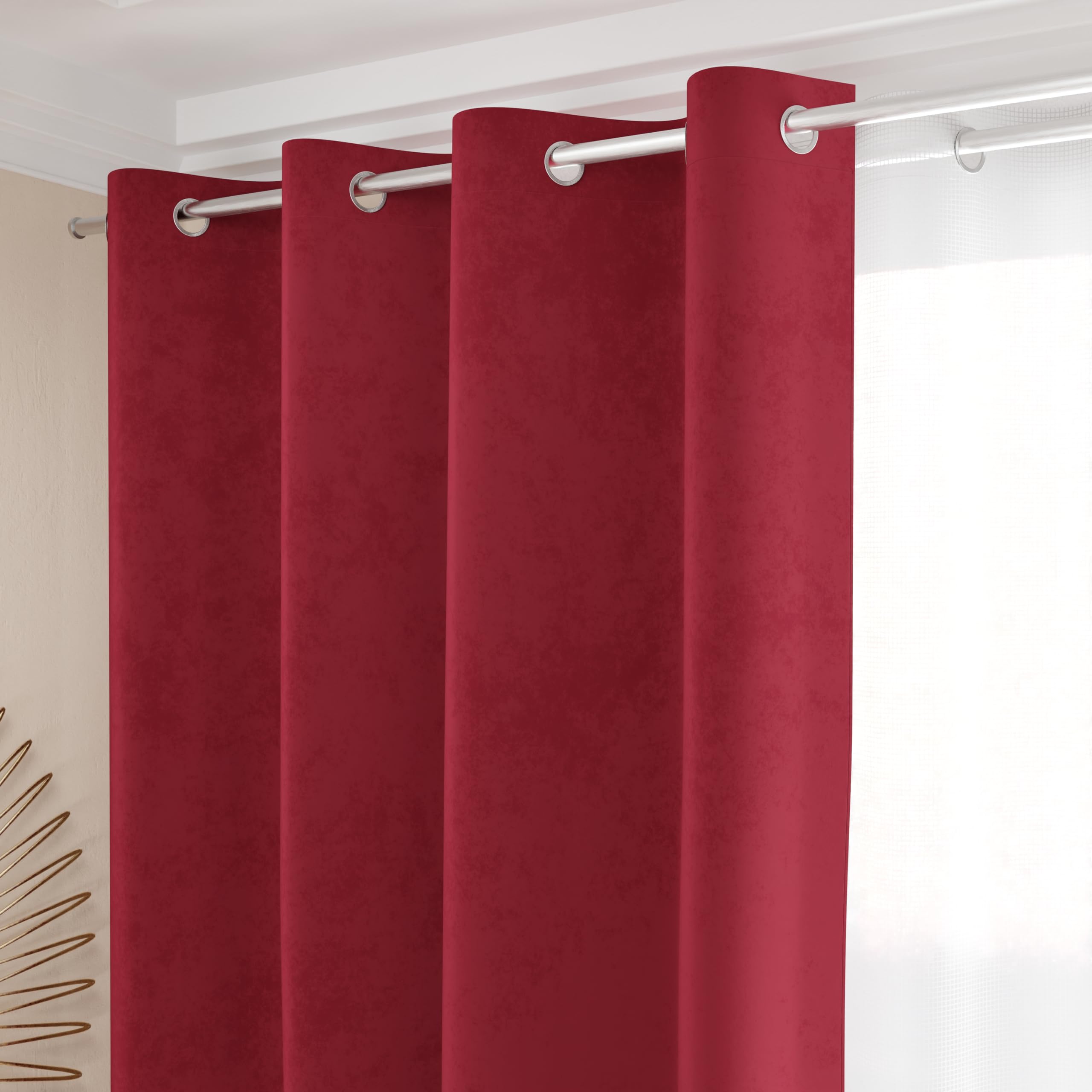 PETTI Artigiani Italiani - Tende Velluto a Pannelli per Interno con Anelli 2 Pezzi 140x280cm, Tenda Velluto Camera da Letto e Soggiorno Oscuranti Isolanti e Moderne, Bordeaux, 100% Made in Italy