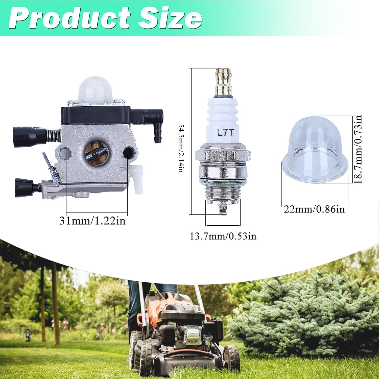 Adefol C1Q-S97 Carburetor and Recoil Pull Starter Kit with Fuel Line+ Primer Bulb+ Fuel Filter+ Spark Plug for STIHL String Trimmer Weed Eater FS38 FS45 FS46 FS55 KM55 HL45 FS45L FS45C