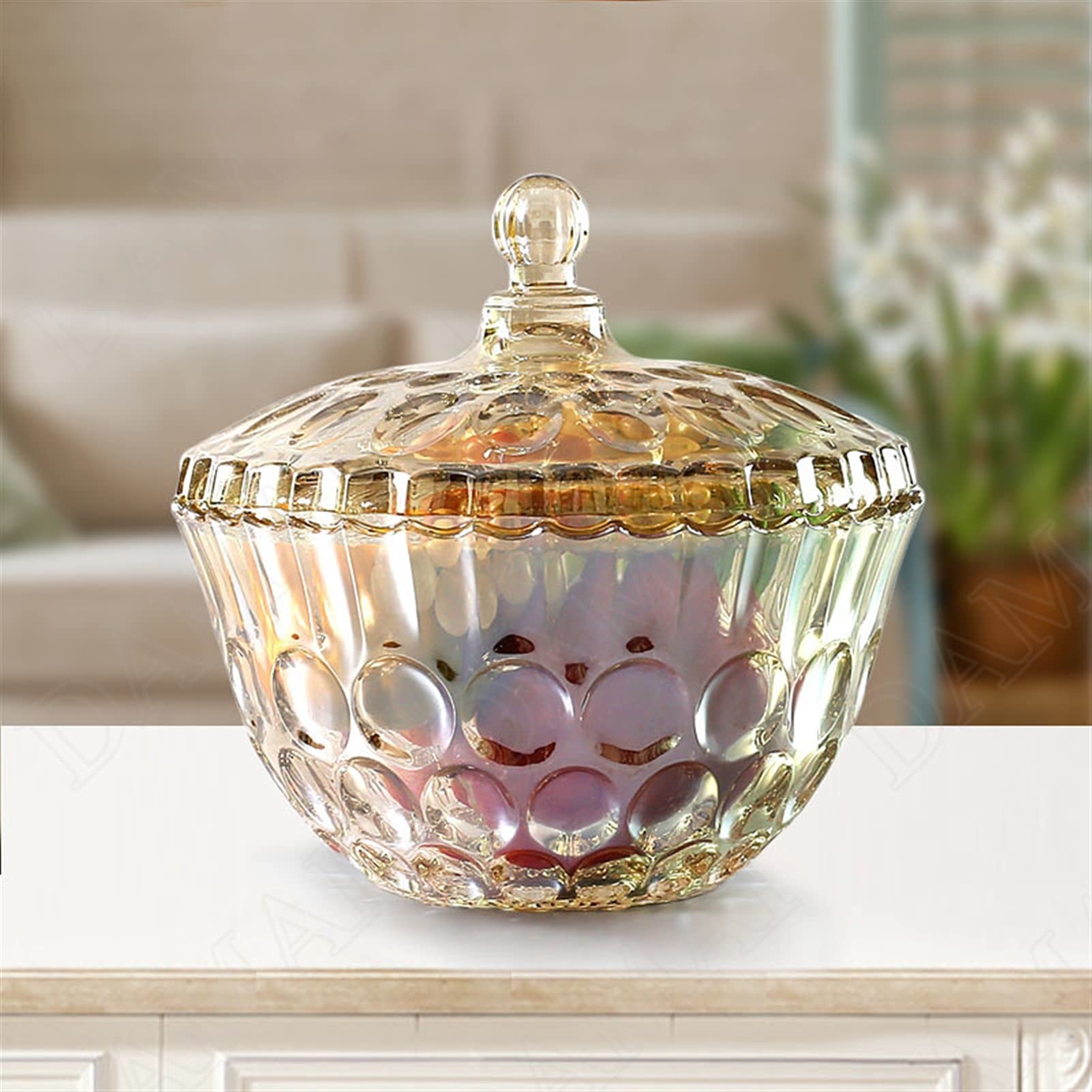 Botes para Alimentos Tarjetas de cristal de cristal con forma de tuerca de tierras Caramelo Tarro de caramelo Tanques de galletas Pote de azúcar Mesa de centro de mesa de escritorio Bandeja de frutas