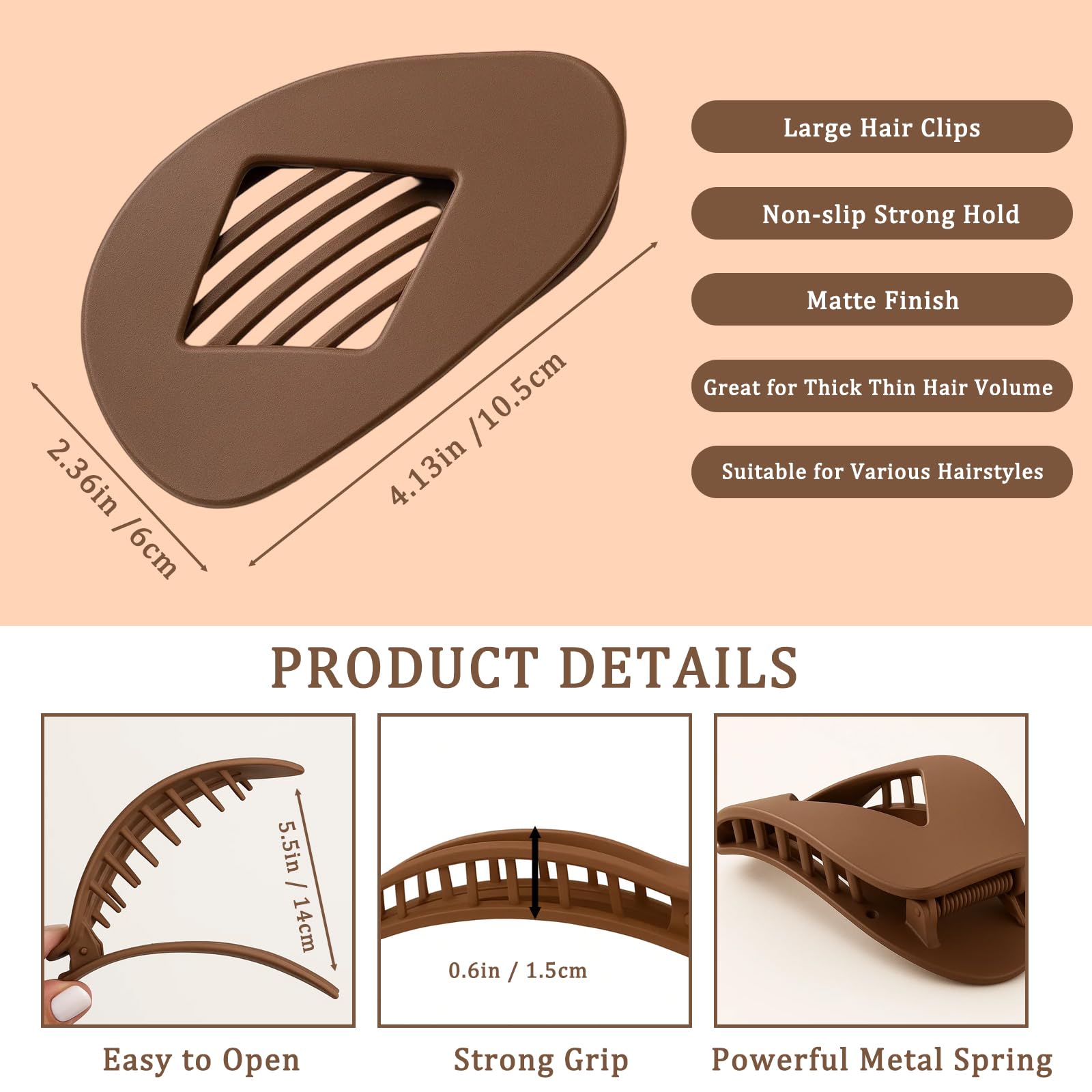 Flat Hair Claw Clips, Duckbill Hair Clips for Women 6PCS Hair Accessories for Daily Hairstyling Travel, Yoga and Special Occasions - Image 2