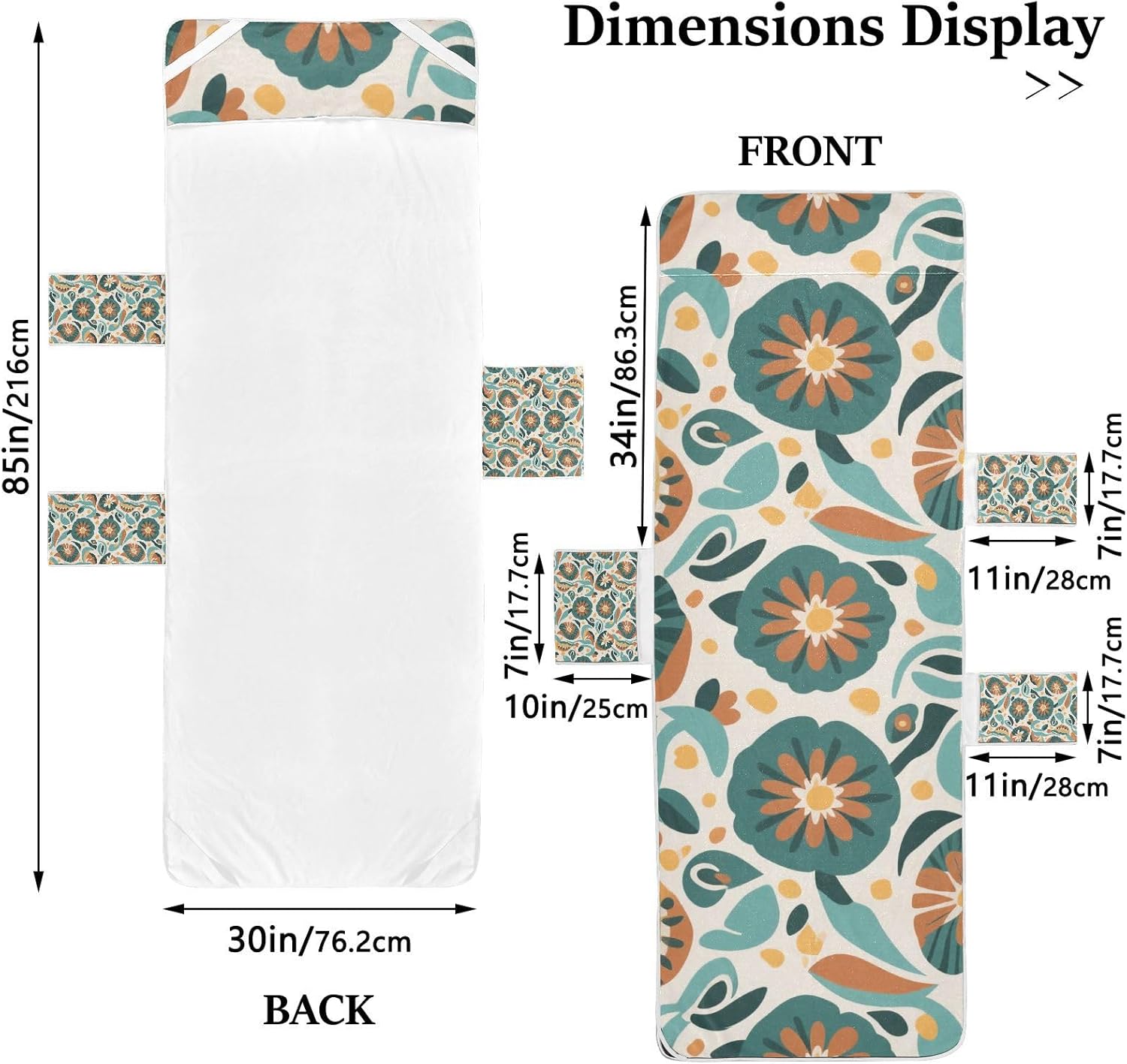 Orange-green Japanese Zephyr Cherry Blossoms Patio Lounge Chair Cover Soft Absorbent Outdoor Chaise Lounge Cover with Windproof Straps for Outdoor Pool Beach Sunbathing, 85" X 30"