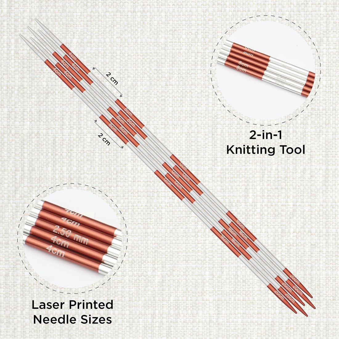 KnitPro Smartstix Double Pointed Needles 8" (20cm) | US Size 1.5 (2.5mm)