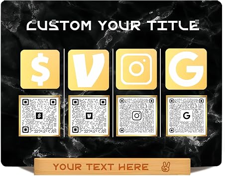 Custom Multi Business QR Code Sign Personalized Scan to Pay Base with Text Logo Venmo Instagram Facebook Social Media Salon Hairdressing Restaurants Wifi Sign QR 4
