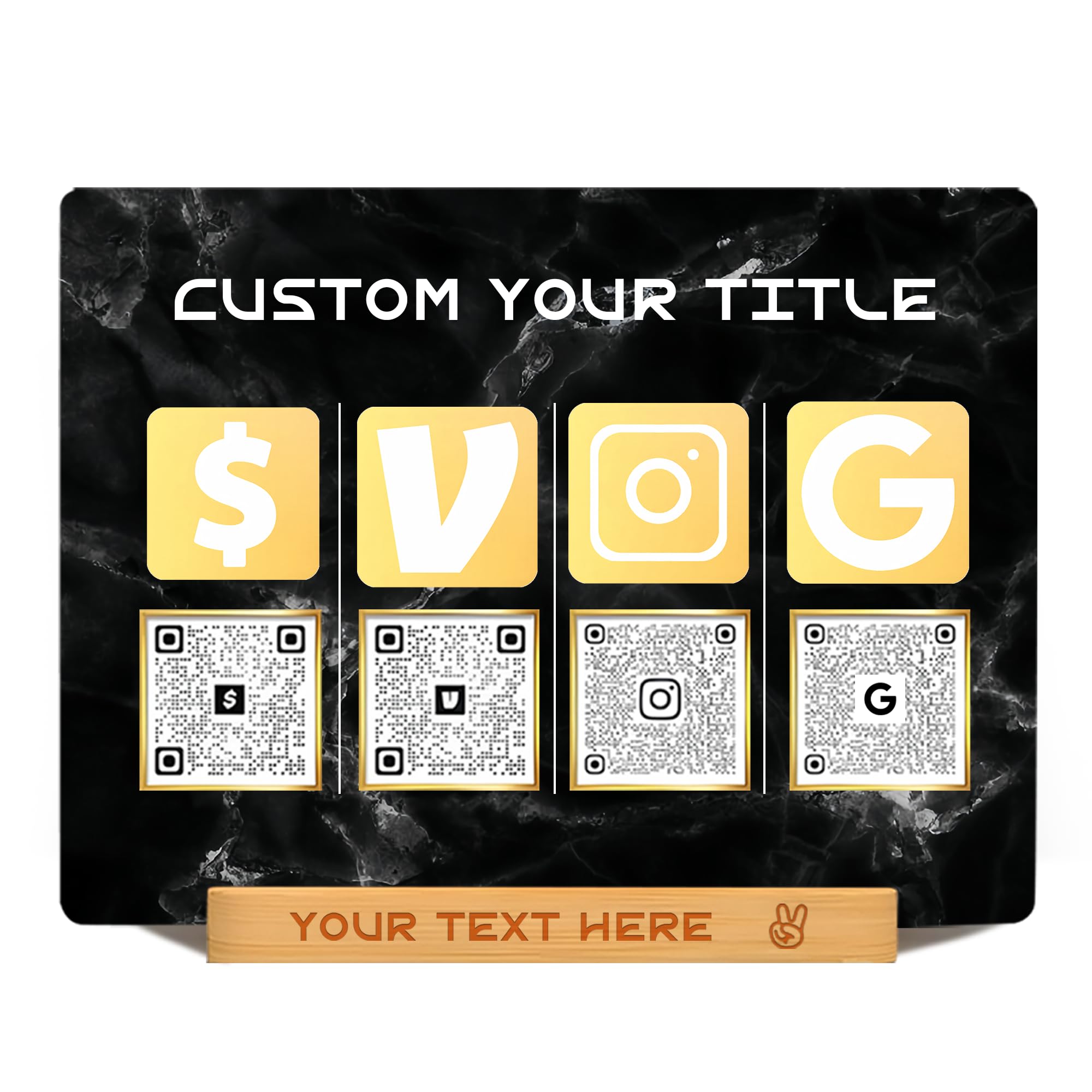 Custom Multi Business QR Code Sign Personalized Scan to Pay Base with Text Logo Venmo Instagram Facebook Social Media Salon Hairdressing Restaurants