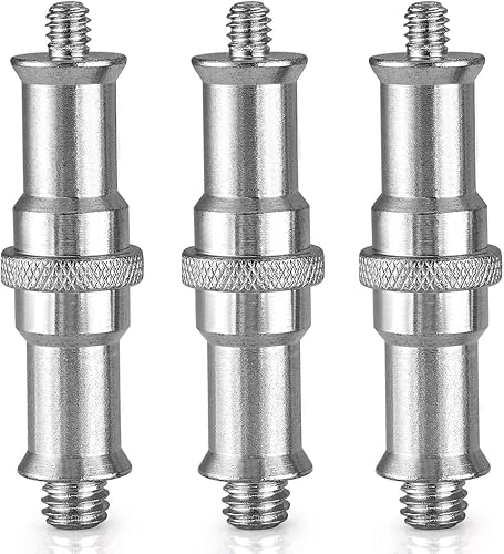 AngelReally 3-Pack 1/4 to 3/8 Inch Aluminum Alloy Metal Male Convertor Threaded Screw Adapter Spigot Stud for Studio Light Stand, Hotshoe/Coldshoe Adapter, Ball Head, Wireless Flash Receiver, Trigger