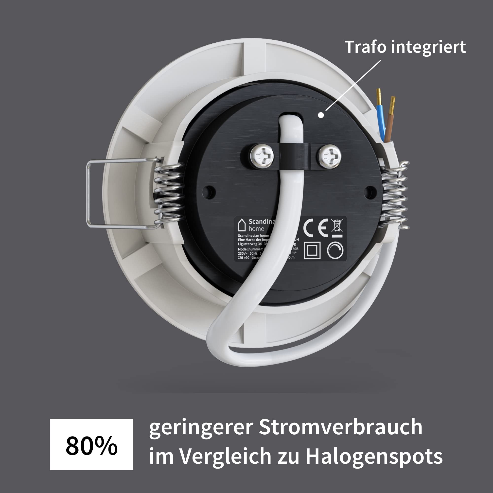 Scandinavian home Juego de 3 focos LED y regulables WarmDim 230V 5,8W blanco cálido 60mm - 70mm I baño I CRI 90 580lm 3100K 68mm I Blanco mate con vidrio esmerilado