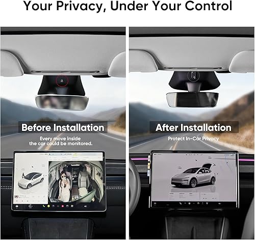 Miniatura 3 de Cubierta deslizante para cámara Tesla Modelo Y 3 Interior Cabina Cámara Privacidad Accesorio con Indicador Naranja – Protector deslizante Anti-Punto
