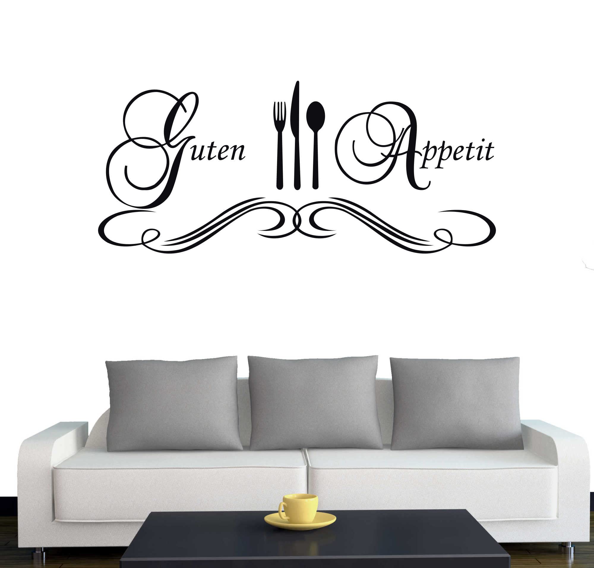 Wandtattoo „Guten Appetit“ – Schwarzer Aufkleber 90 X 60 Cm, Selbstklebend, Für Viele Oberflächen