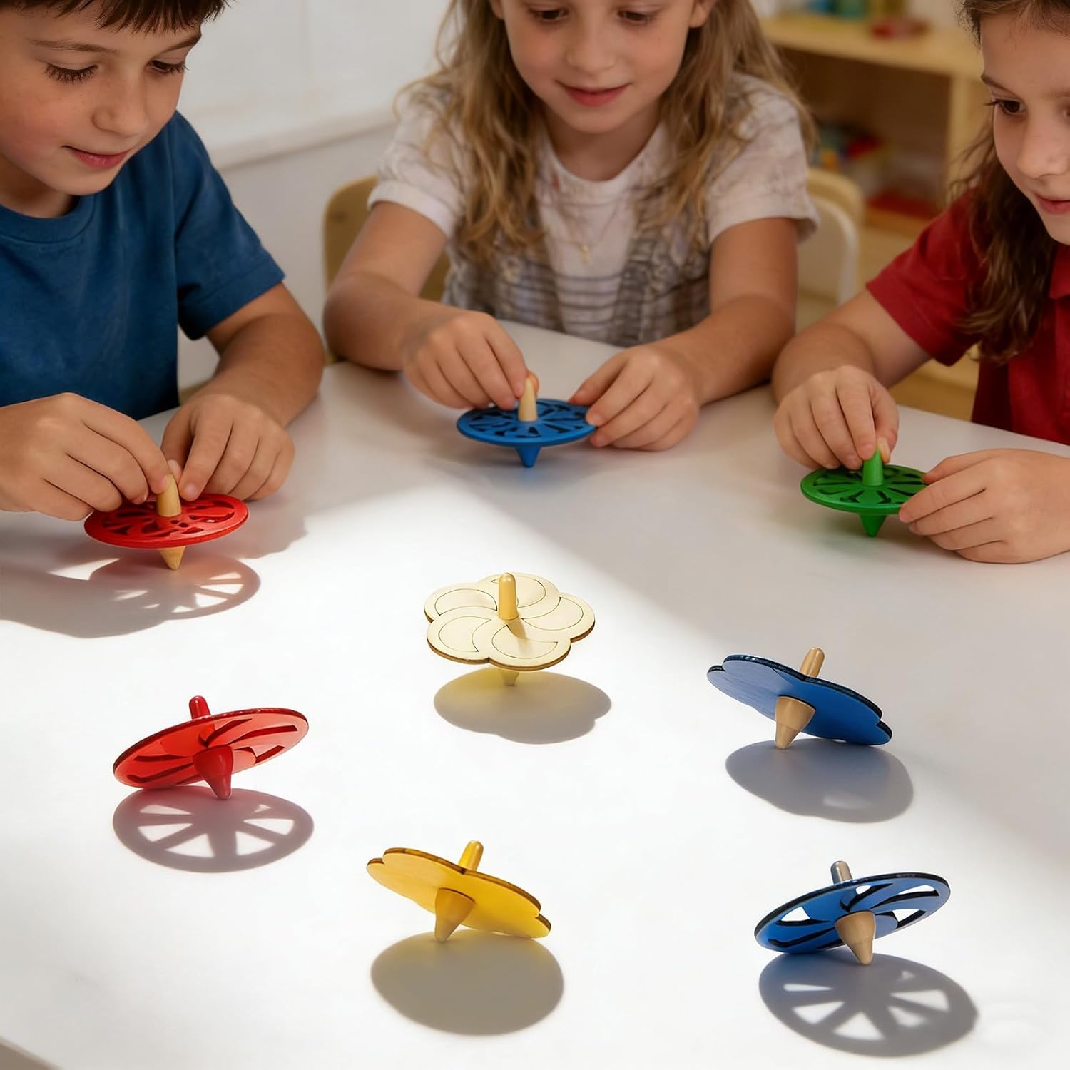 Kisangel Wooden Spinning Tops for Children - 20 Unpainted Spinning Tops for DIY and Creative Fun at Parties
