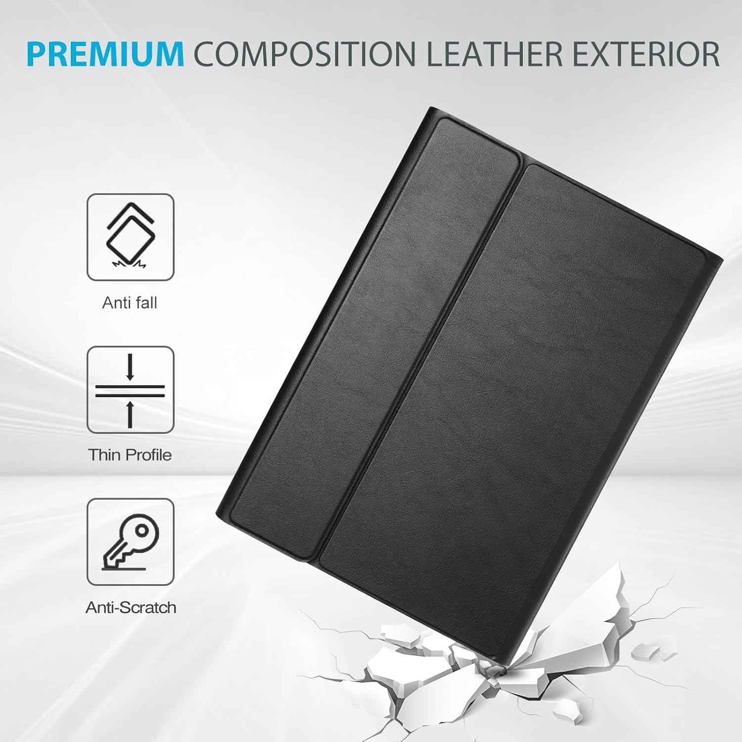 ProCase Case with Keyboard for Lenovo Idea Tab Pro 12.7" 2025 with Pen Holder, PU Leather Case with Magnetically Detachable Wireless Keyboard for 12.7" Lenovo Tab Pro 2025 Release -Black