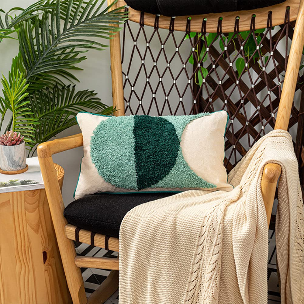 Kissenhülle Boho, Vintage Grün Raute Geometrische Nähte Getufteter Jacquard Baumwolle Dekorative Kissenbezüge Marokkanischer Boho Ethno 45X45Cm Dekokissen Bezüge Für Sofa Schlafzimmer Wohnzimm