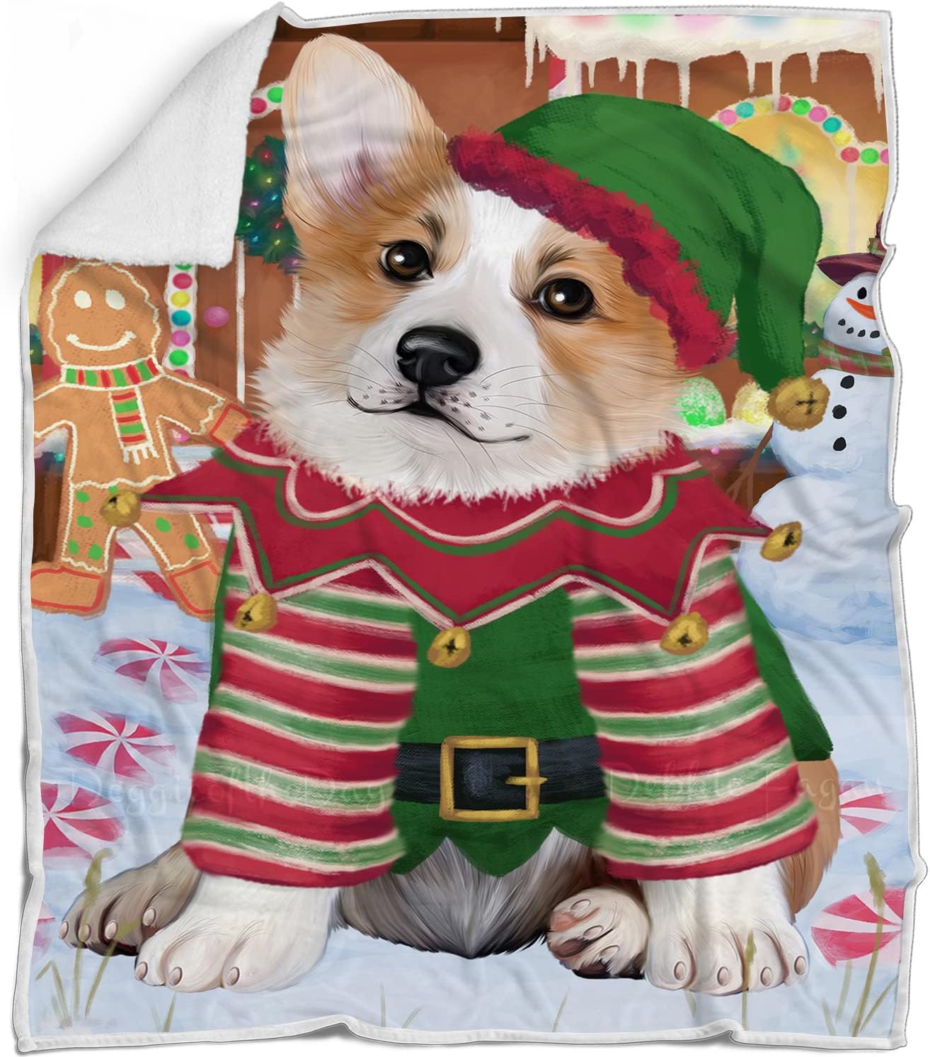 Trotting in The Snow Pembroke Welsh Corgi Dog Blanket - Multicolor Fluffy Warm Soft Fleece, Sherpa & Tasseled Woven Durable Blanket for Bed BLNKT68441 (30x40 Fleece)