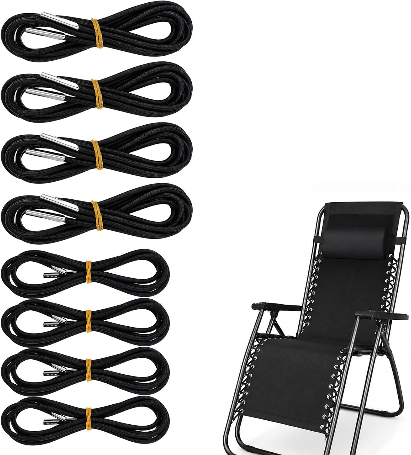 JIEYAO 8Pcs Universal Replacement Elastic Cords for Zero Gravity Chair