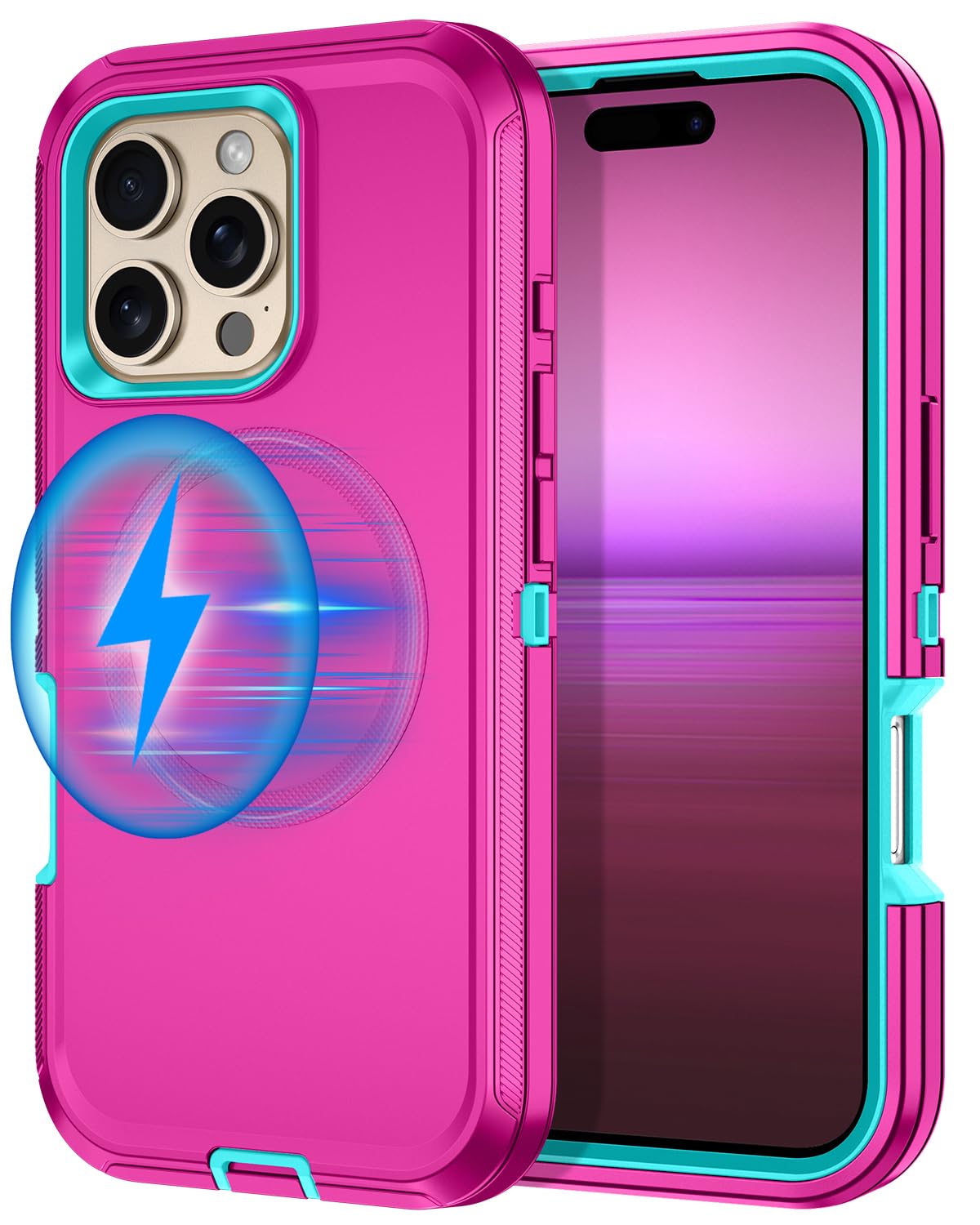 I-HONVA for iPhone 16 Pro Case [Compatible with MagSafe] Shockproof 3-Layer Full Body Protection [Without Screen Protector] Rugged Heavy Duty Cover