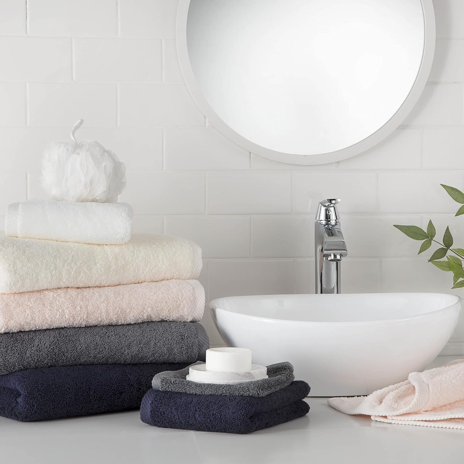 Solid Quick Dry Premium Cotton Blend Bath Towel Colors Vary-White, 2 Piece Set, 2