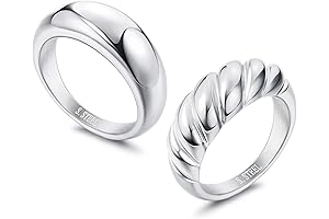 Silver Dome Ring Minimalist Twisted Jewelry Set