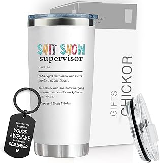 CHICKOR Shit Show Supervisor Mug 20 oz – Funny Travel Tumbler, Coffee Cup for Work, Boss, Office, Supervisor Gifts, Shitshow Coordinator, Sarcastic Mug for Coworkers, Boss Lady, Manager, Women, Nurse