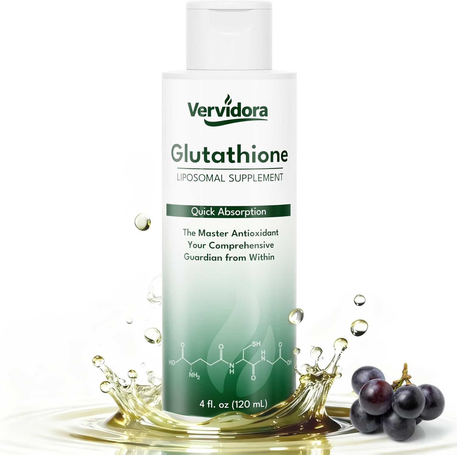 Liposomal Glutathione, High Absorption Liquid Glutathione Supplement, Support Natural Detoxification, Antioxidant, Improve Skin Health, Enhance Immunity, 4 Fl Oz