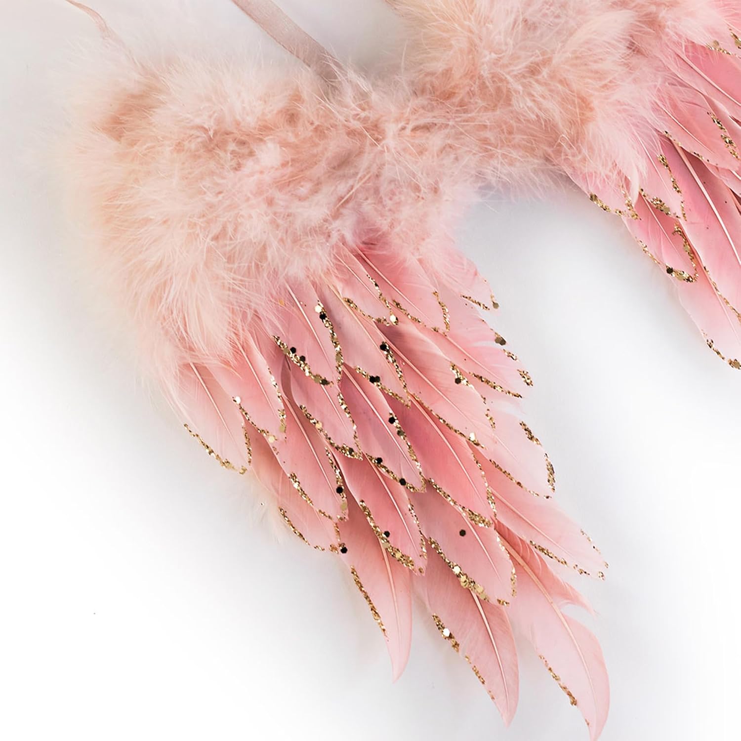 Zucker – Feather Angel Wing Ornament – Christmas Tree Decoration – Holiday Home Décor – Rustic Farmhouse Kitchen – Centerpiece, Mantle and Table Accessories - Pink