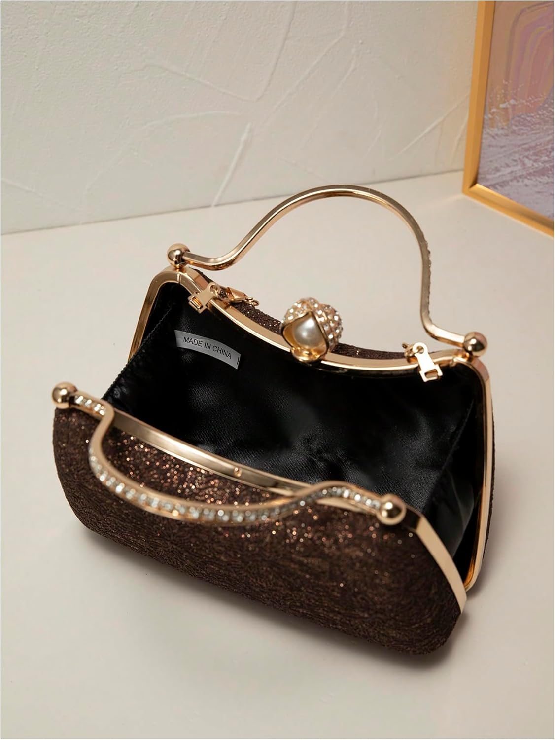 SweatyRocks Women's Glitter Evening Bag Shiny Chain Strap Clutch Purses Formal Bridal Wedding Cocktail Party Handbags - Image 3