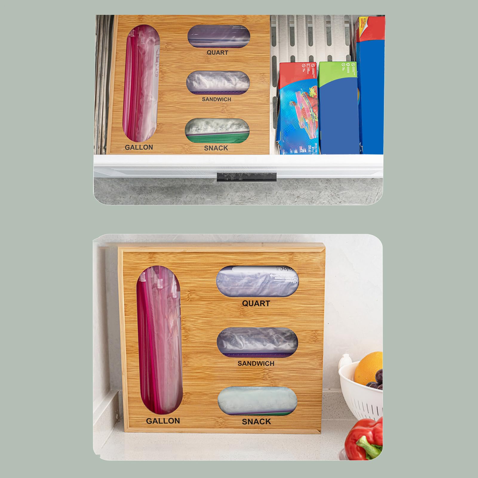 Organizador De Bolsas Para Cajón Soporte 4 En 1 | Organizador De Alimentos Para Cocina Sándwich Bolsas De 4L Y 1L Armario Baño Garaje Lavandería Y Autocaravana