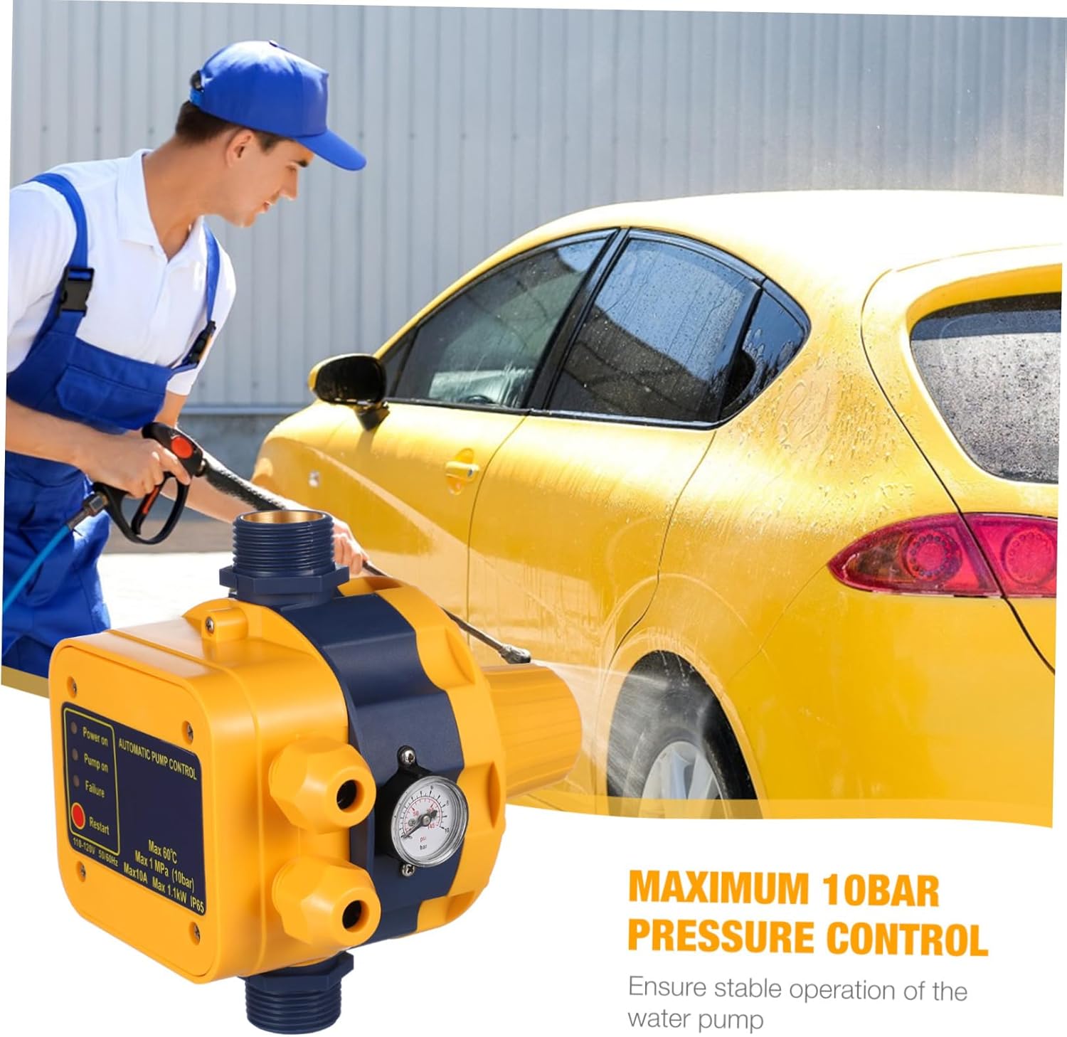 TEHAUX 110v Automatic Water Pump Pressure Controller Accessory Monitoring Easy Installation Compatible with Jet and Centrifugal Pumps