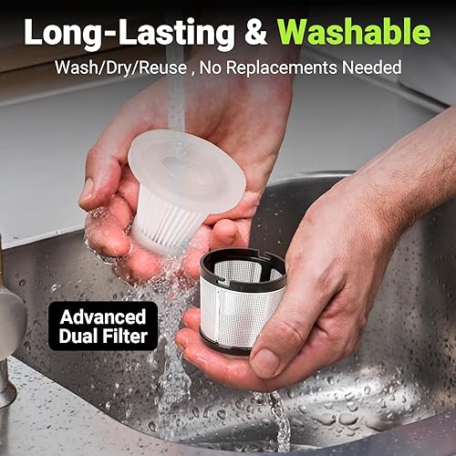 Miniatura 7 de Aspiradora inalámbrica para automóvil, succión de alta potencia de 36000 PA, aspiradora de mano portátil de 120 W con 2 baterías de 3.0 Ah, plumero