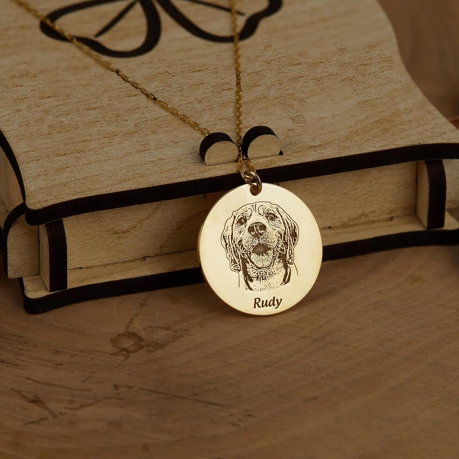 Happily Ever Custom 925 Sterling Silver Dog Portrait Necklace – Personalized Memorial Pet Jewelry with Photo Engraving – Handmade Gift for Dog/Cat Lovers – Animal Keepsake