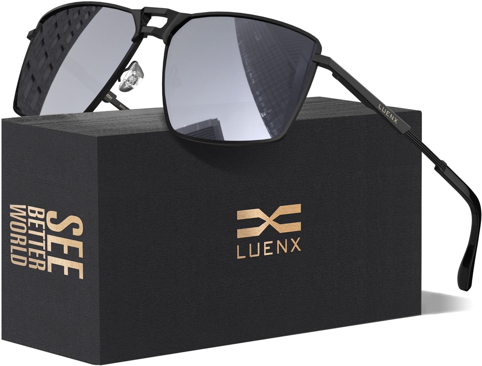 Men Women Polarized Sunglasses Aviator,Square Retro Rectangular Driving Sun Shades UV 400 Protection with Accessories