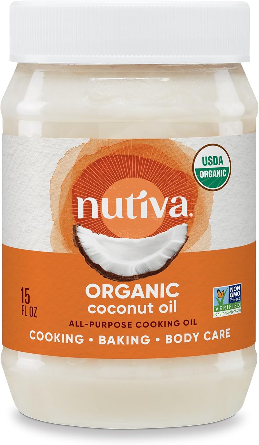 Nutiva Organic Steam-Refined Coconut Oil, 444 ML, Non-GMO, Fair Trade | Vegan, Keto & Paleo, Neutral Flavor and Aroma for Cooking & Natural Moisturizer for Skin and Hair