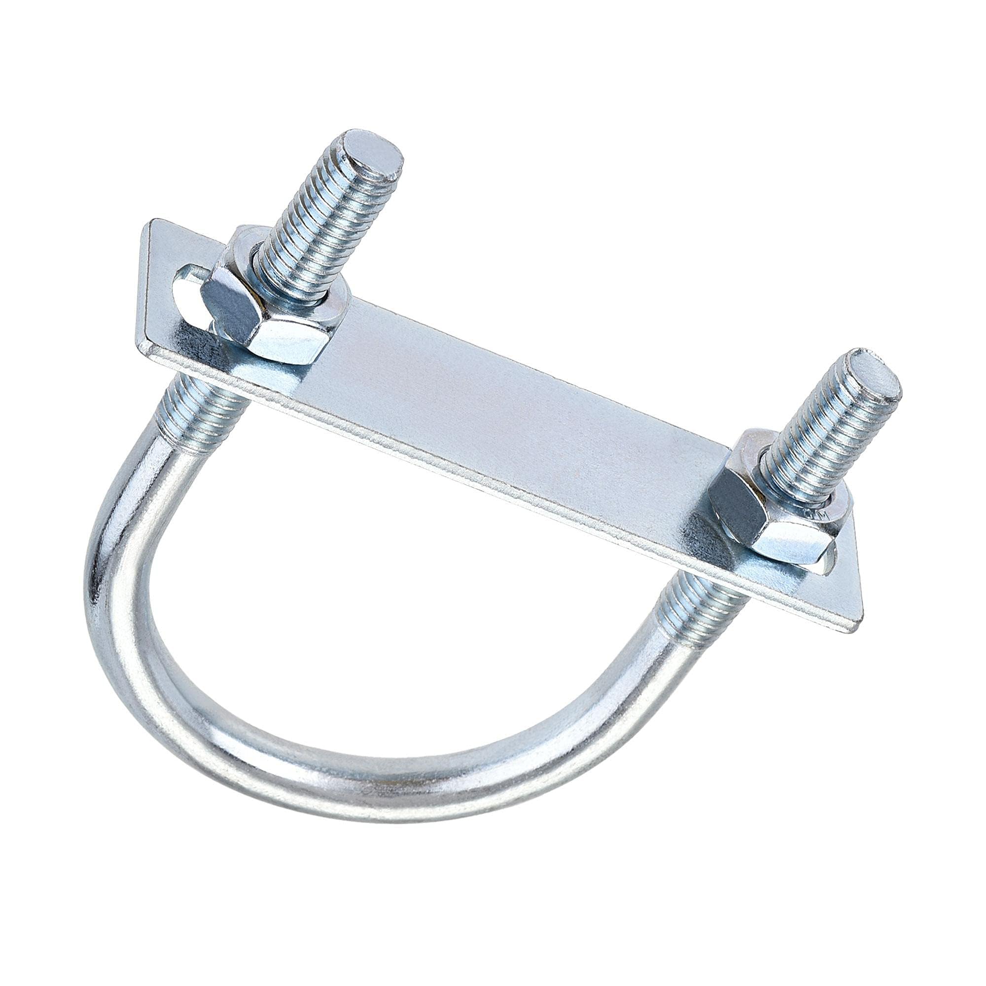 Unifizz Round U-Bolt,1 Set Zinc Plated Alloy Steel M10 U Bolts 60mm(2.36") Inner Width 100mm Length with Nuts and Frame Plate for Automobiles Boat Trailer