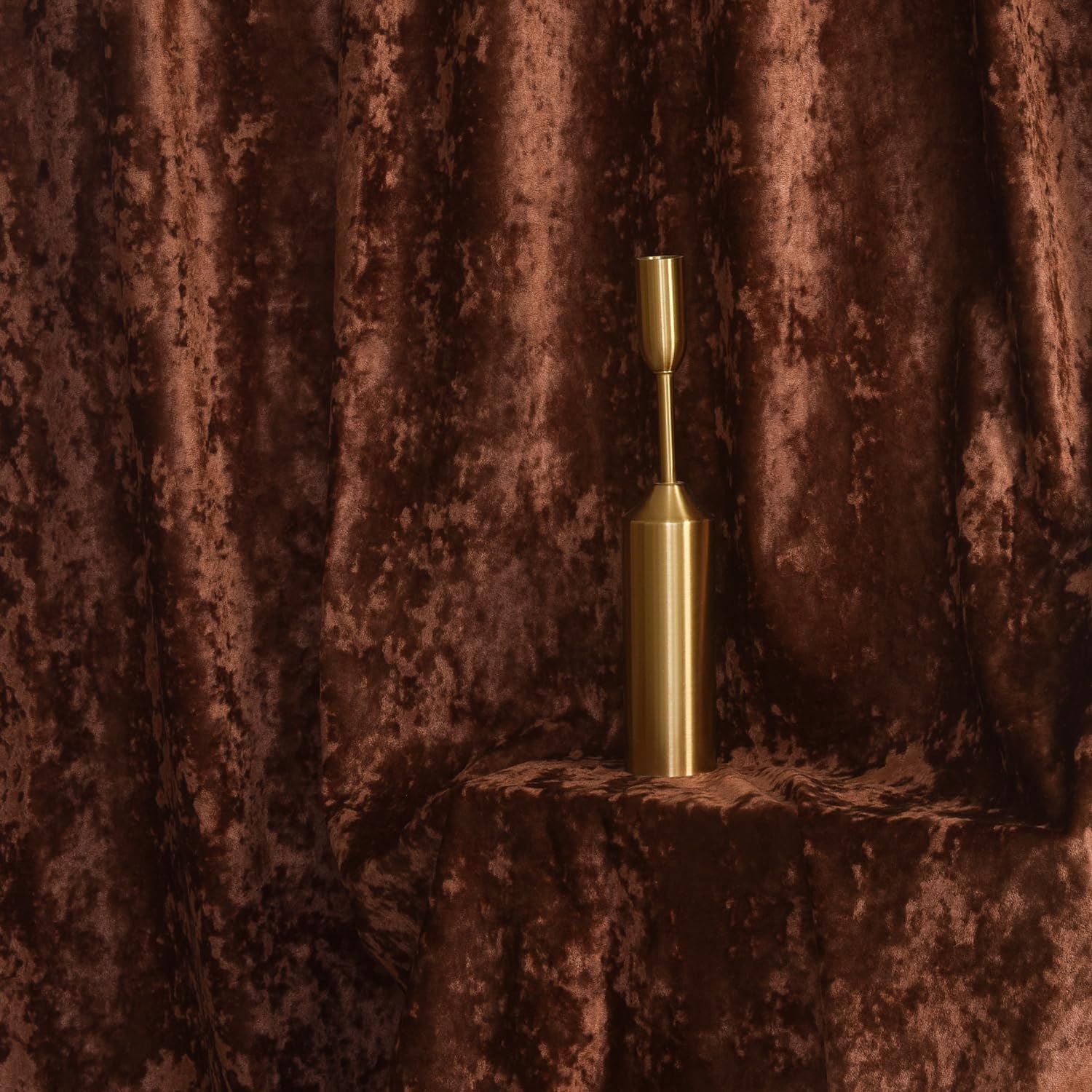 Brown Crushed Velvet Curtains with Rod Pocket Luxurious Thermal Insulation Room Darkening Window Drapes for Living Room Bedroom Office, 2 Panels Set 52" W x 84" L