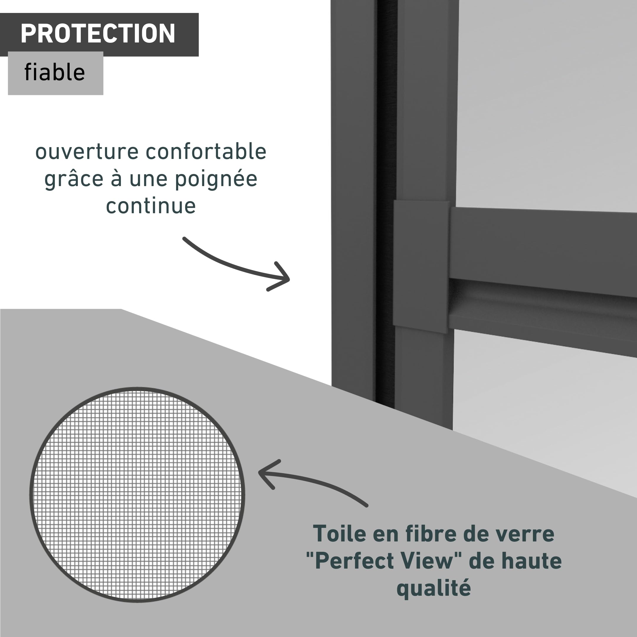 Windhager EXPERT 03241 Moustiquaire de porte battante pour porte battante, moustiquaire de porte, cadre tendu, 100 x 210 cm, anthracite