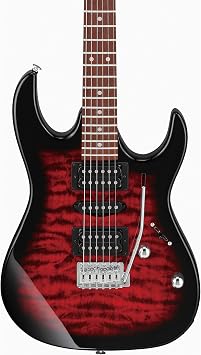 Ibanez GRX70QA RG Gio Electric Guitar - Transparent Red Burst | Bundle with Amplifier, Gig Bag, Tuner, Cable, Picks, Austin Bazaar Instructional DVD, and Polishing Cloth