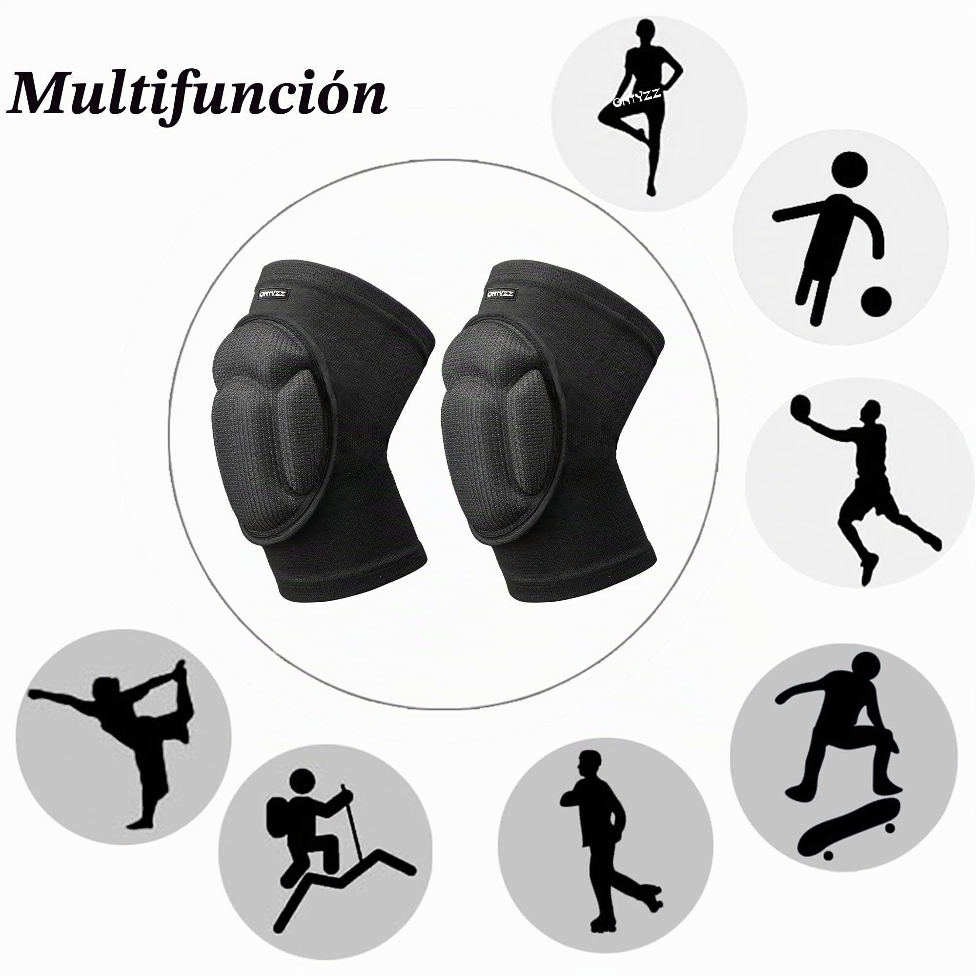 ONTYZZ Protección para la Rodilla Anti-colisión Engrosamiento Rodilleras Transpirables Alta Elasticidad Espesa Esponja Rodillera (1 par) al Voleibol Portero Fútbol Arrodillado Baile Hip Hop