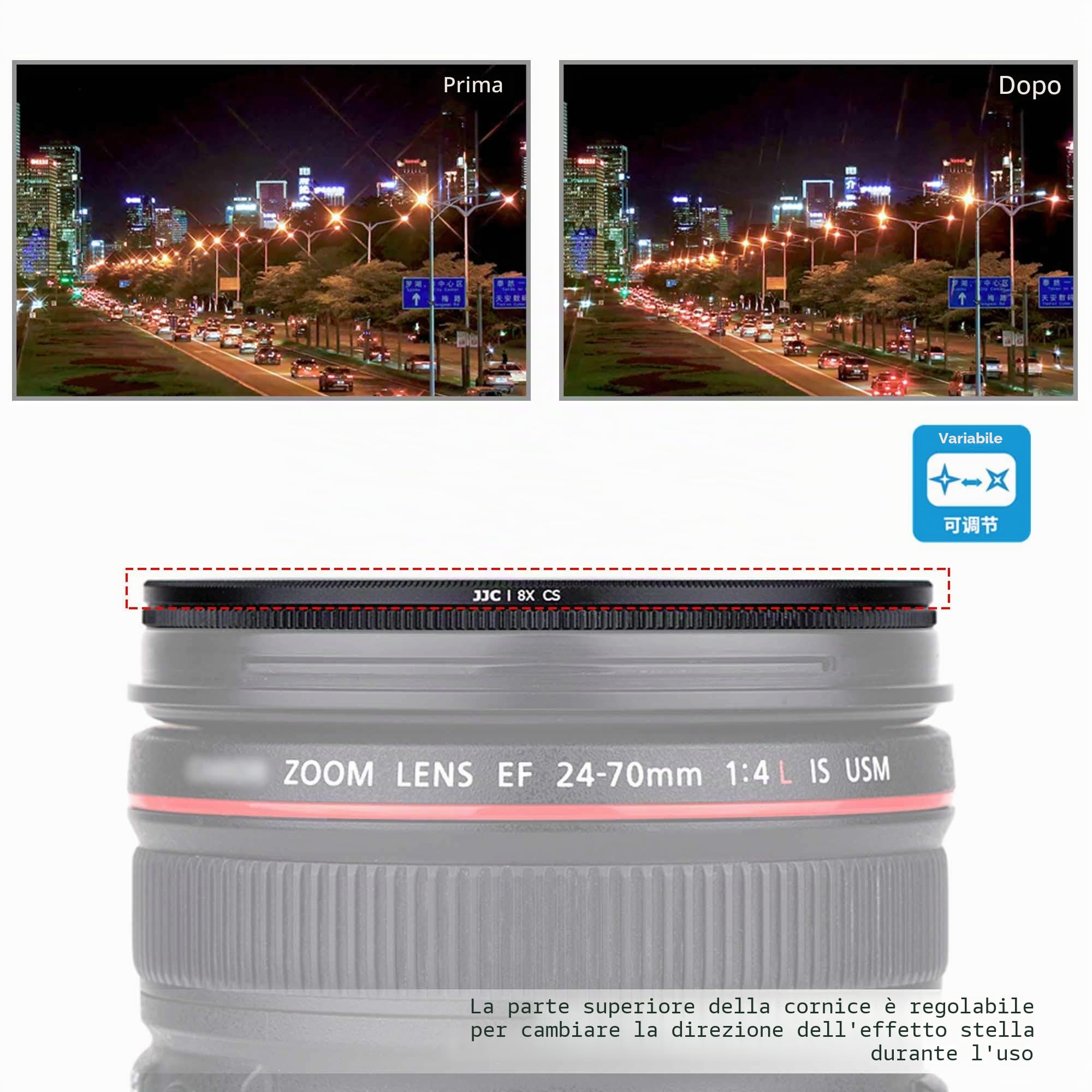 JJC Filtro Starburst regolabile da 67 mm (4+6+8 punti/3 pezzi) con custodia protettiva per fotografia scintillante Starlight Fotografia Cross Screen Filtri per obiettivi speciali