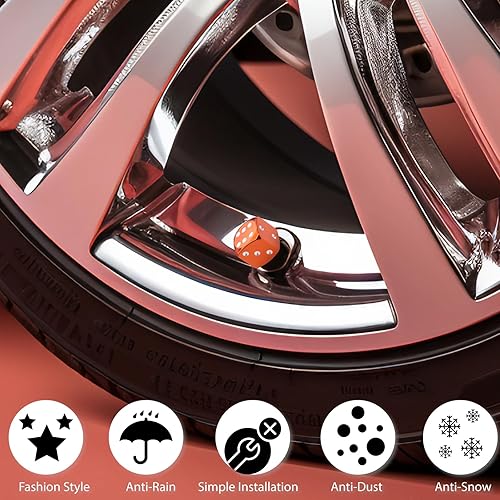 Vista 84 de 4 tapas de vástago de válvula de neumático estilo dado, con anillo de goma O, cubiertas universales de aleación de aluminio a prueba de polvo