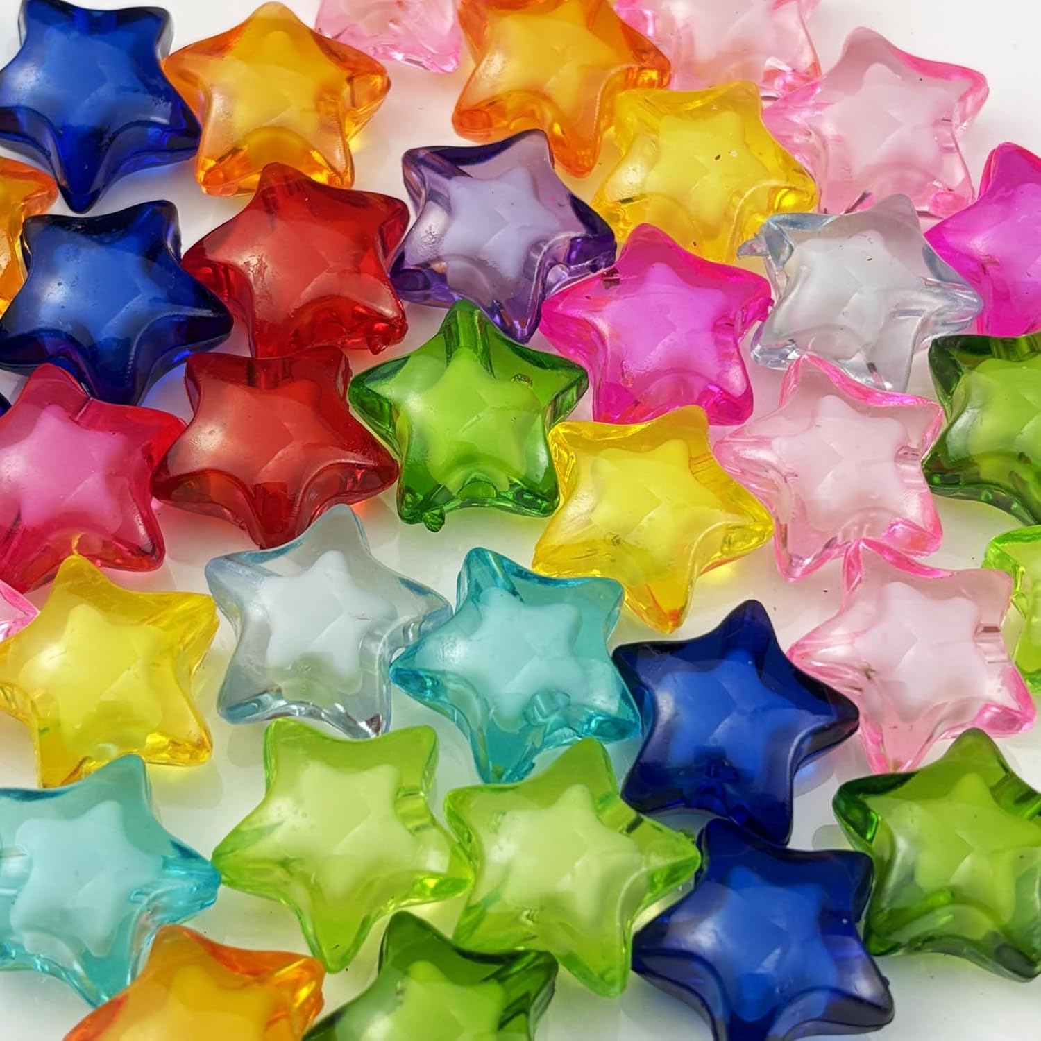50pcs 18mm Acrylic Star Beads Spacer Beads for DIY Jewelry Making Bracelet Necklace Key Chains Handmade Craft(Mix Colors)
