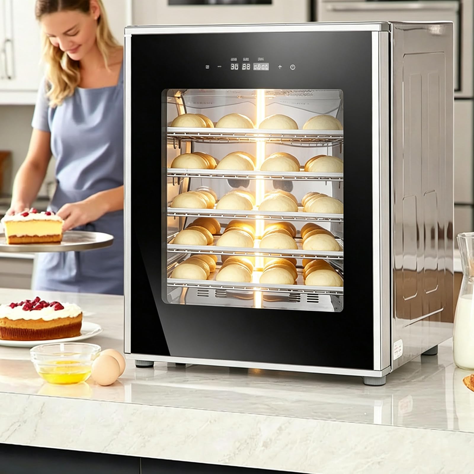 CGLYYDS 100L Electric Dough Proofer Machine, Kitchen Dough Yogurt Bread Fermentation Machine, with Humidity and Temperature Control, High Efficiency Household