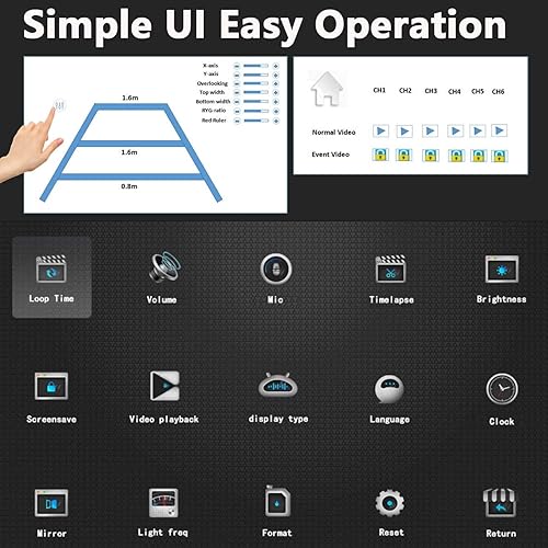 Miniatura 6 de Pantalla de audio grande de 11 pulgadas con 6 divisiones táctiles de 128 GB, monitor de cámara de respaldo de 1080P y grabadora de video DVR