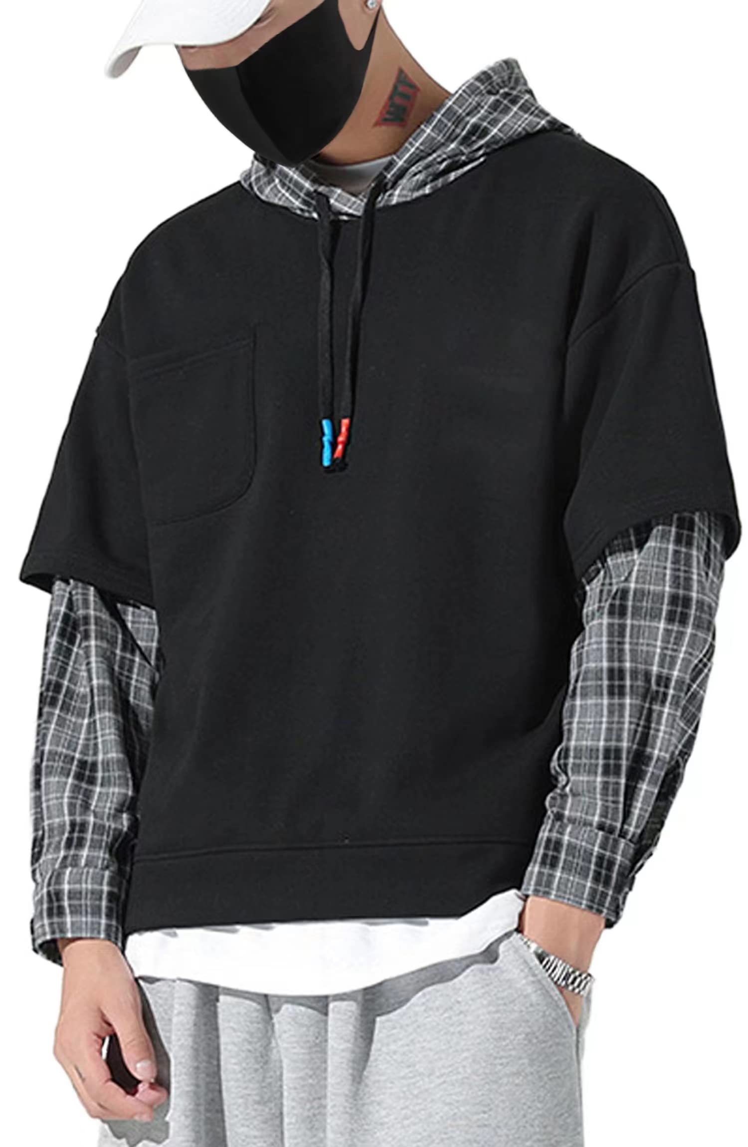 Moshtashio Felpa Uomo con Cappuccio Abbigliamento Felpe Manica Lunga Colori a Contrasto Hoodies Sweatshirt Pullover Tops Autunno Inverno Moda