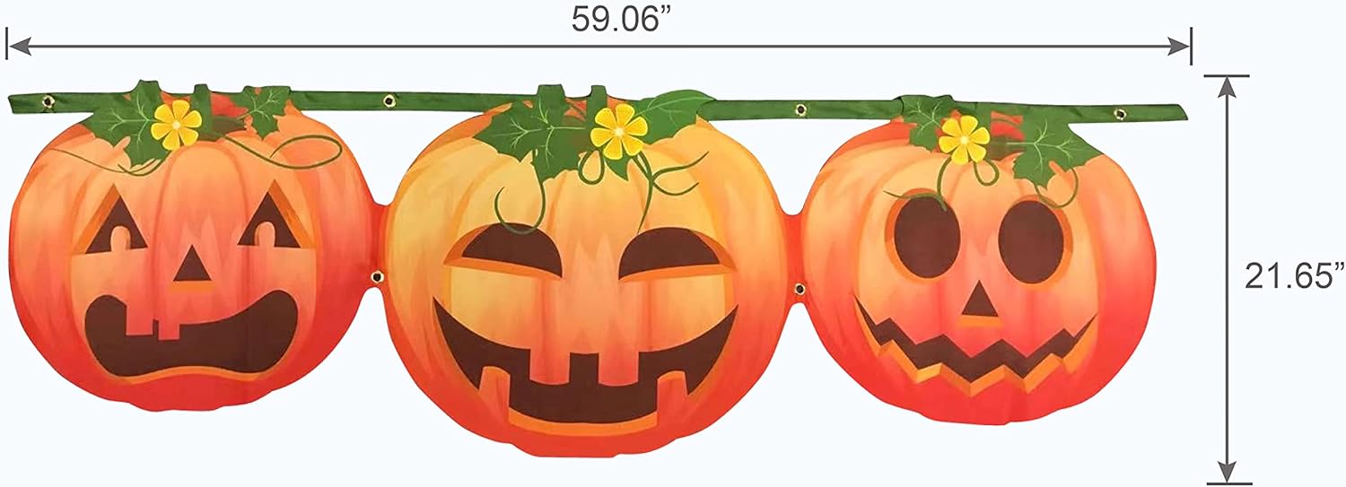 Halloween Pumpkin Banner Yard Decorations - fall banner Pumpkins Decor Outdoor,Happy Halloween Banner Garland Indoor,Halloween Pumpkin Garden Flag,Halloween Decorations Wall Outside Door Window : Patio, Lawn & Garden