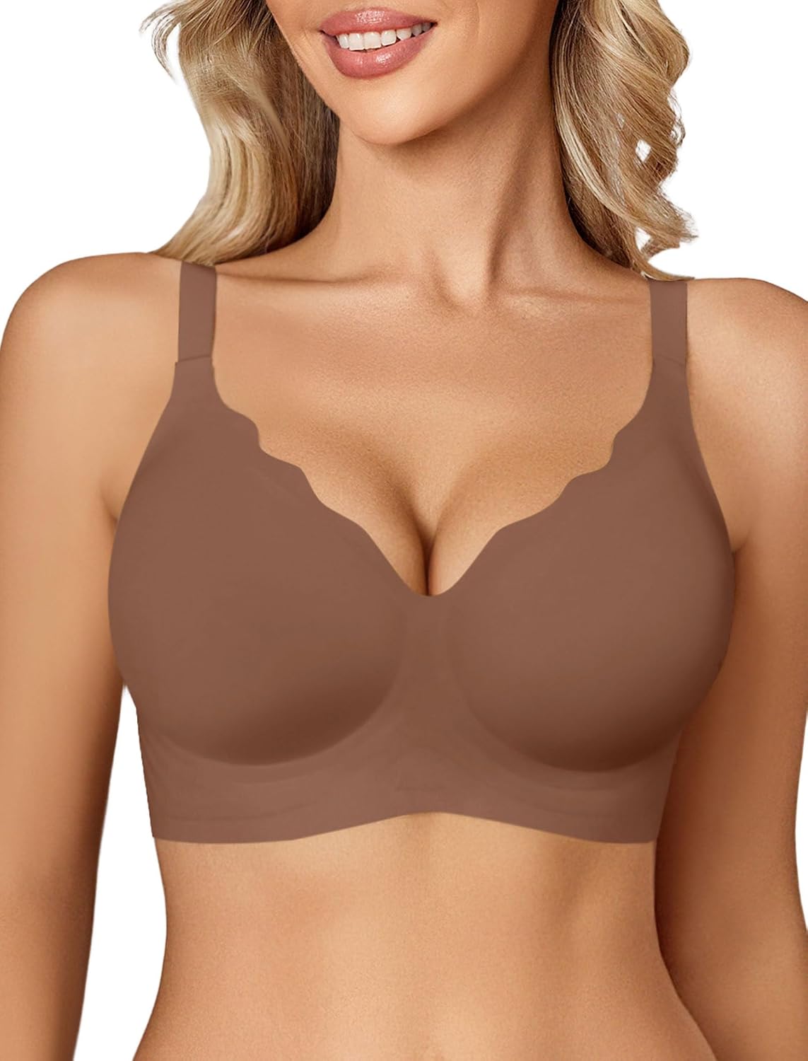 Avidlove Jelly Bras for Women No Underwire Seamless Bralettes Wireless Push Up Scalloped Full Coverage Sports Everyday Bra
